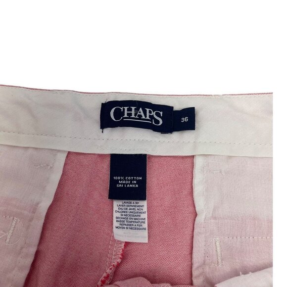 CHAPS Men's SZ 36 Waist Light Red Flat Front Bermuda Shorts  9.5” Inseam - Picture 3 of 12
